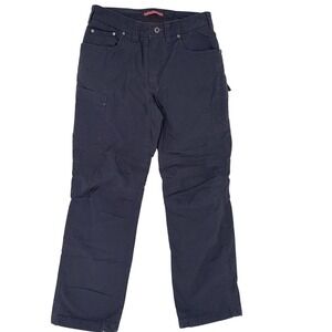 LL Bean Men's Cargo Pants 30 X 29 Navy Canvas‎ Fleece Lined Hiking Outdoor EUC